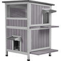 Two Tier Wooden Cat House with Waterproof Roof L43983