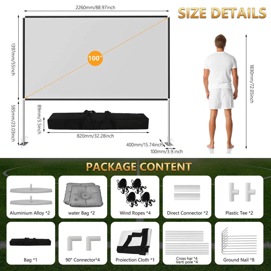 100inch Portable Projector Screen with Stand B713