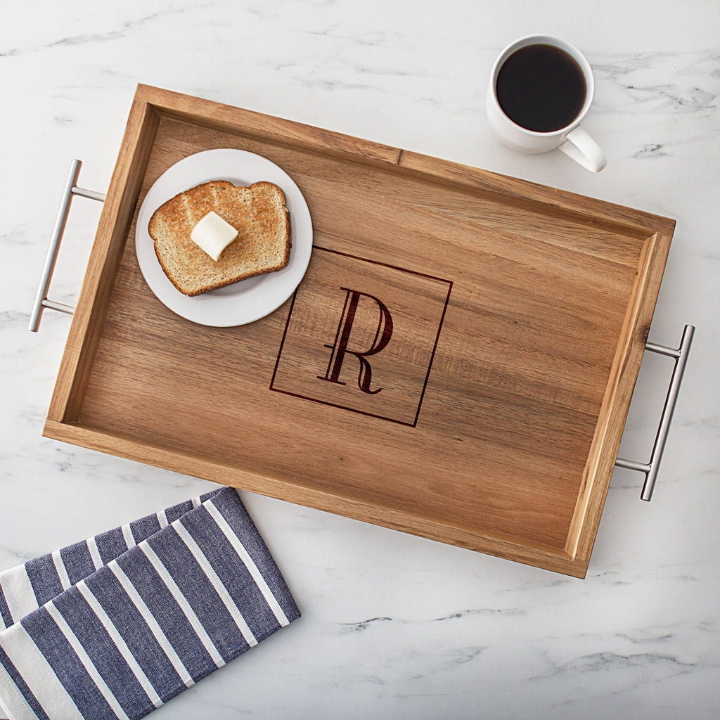 Acacia Tray with Metal Handles C921