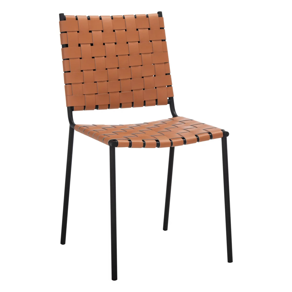 Woven Dining Chair Set of 2 Cognac Black C397426