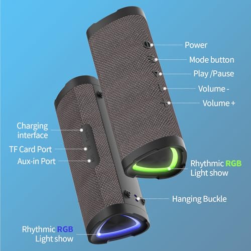 Wireless Portable Bluetooth Speaker with IPX7 Waterproof, 24H Playtime, 24W Stereo Sound L340