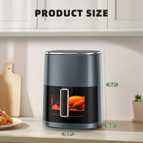 6QT Large Digital Air Fryer with Clear Window, Dishwasher Safe, Nonstick, Gray W349949