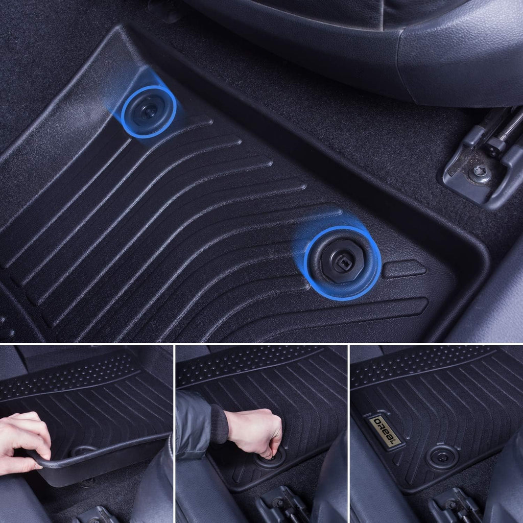 Black Floor Mats Liners Front and Rear Carpet F68015