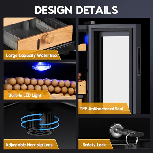 35L Electric Cigar Humidor Cabinet, 260 Counts, Spanish Cedar Wood M724045