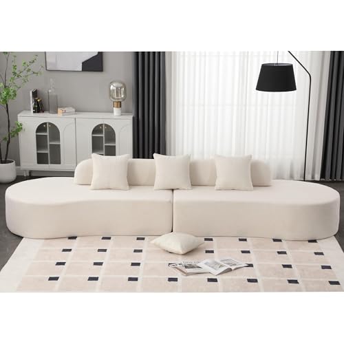 Beige Terry Cloth Modular Sectional Sofa with 3 Pillows G994