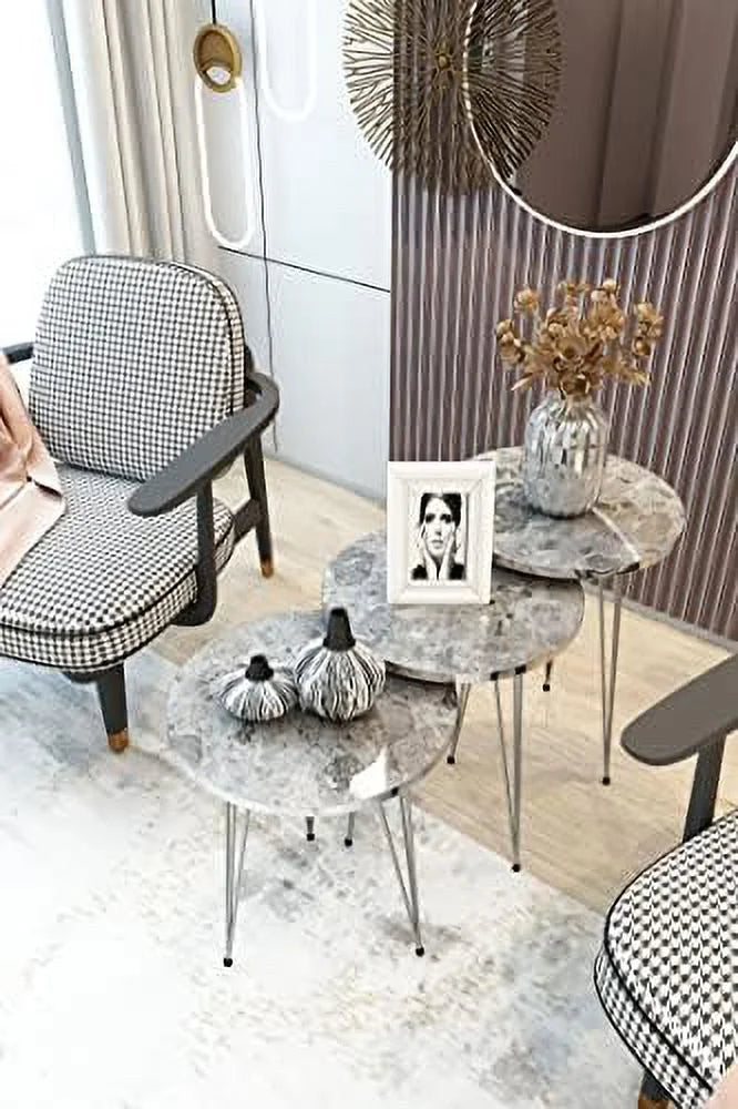 Set of 3 Round Wood Nesting Tables R66219