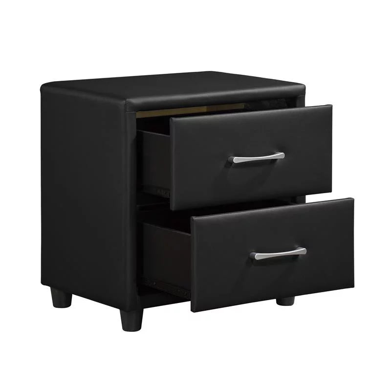 Black 2-Drawers Wood Nightstand V9880