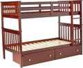 Dark Cappuccino Twin Bunk Bed with Under Bed Drawers T9752