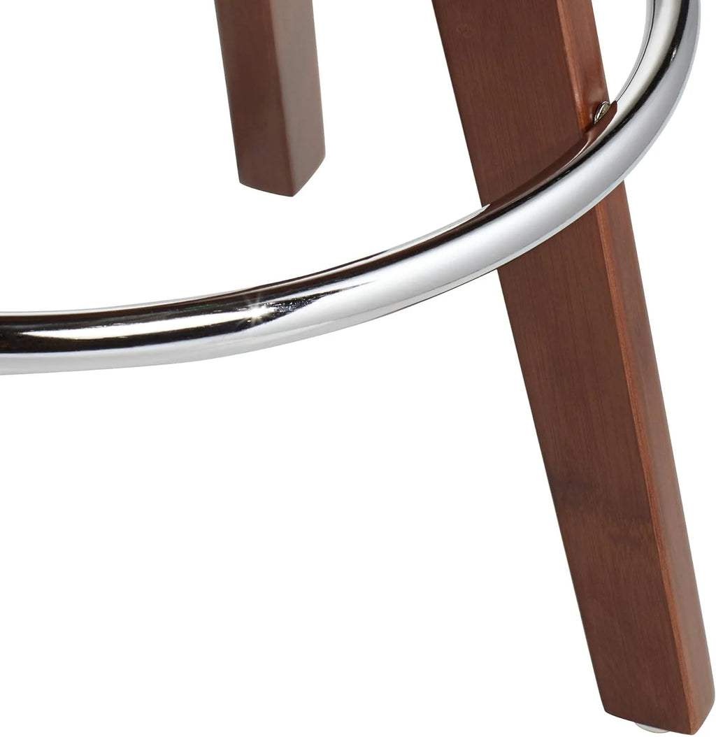 Dark Walnut Wood Swivel Stool with Backrest Footrest R269654