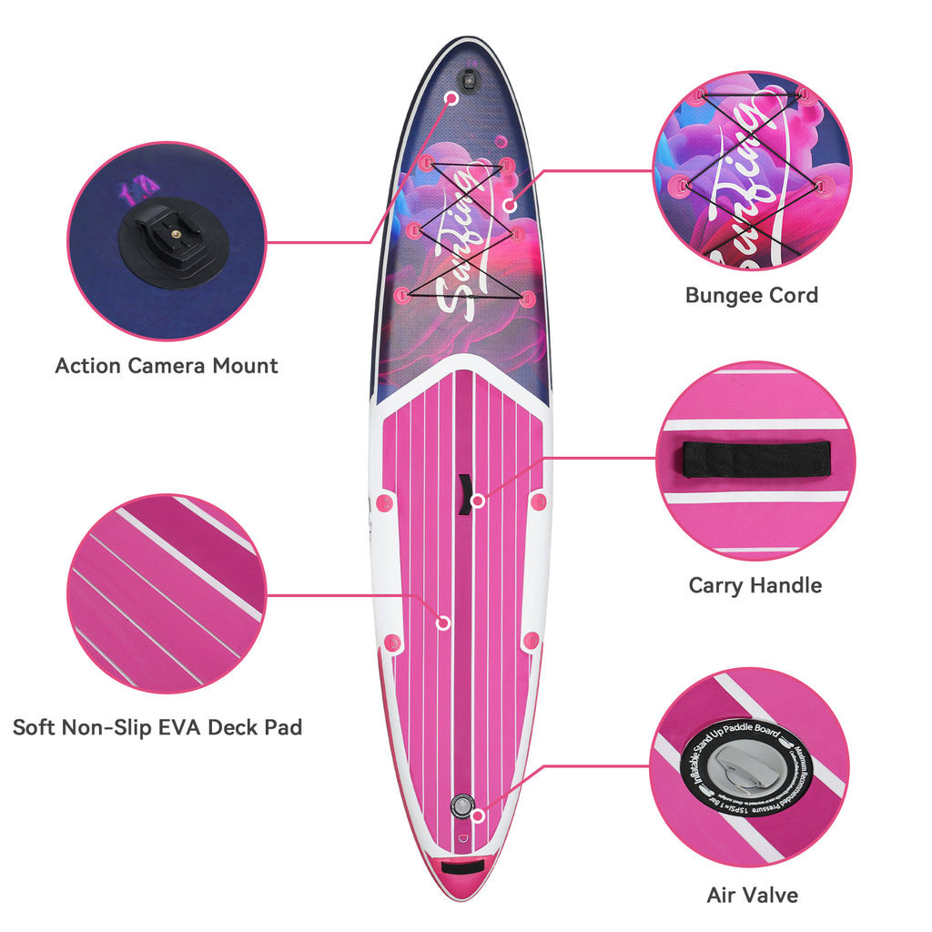 Pink Inflatable Stand Up Paddle Board and Sit-on Kayak Set with Backpack B589511
