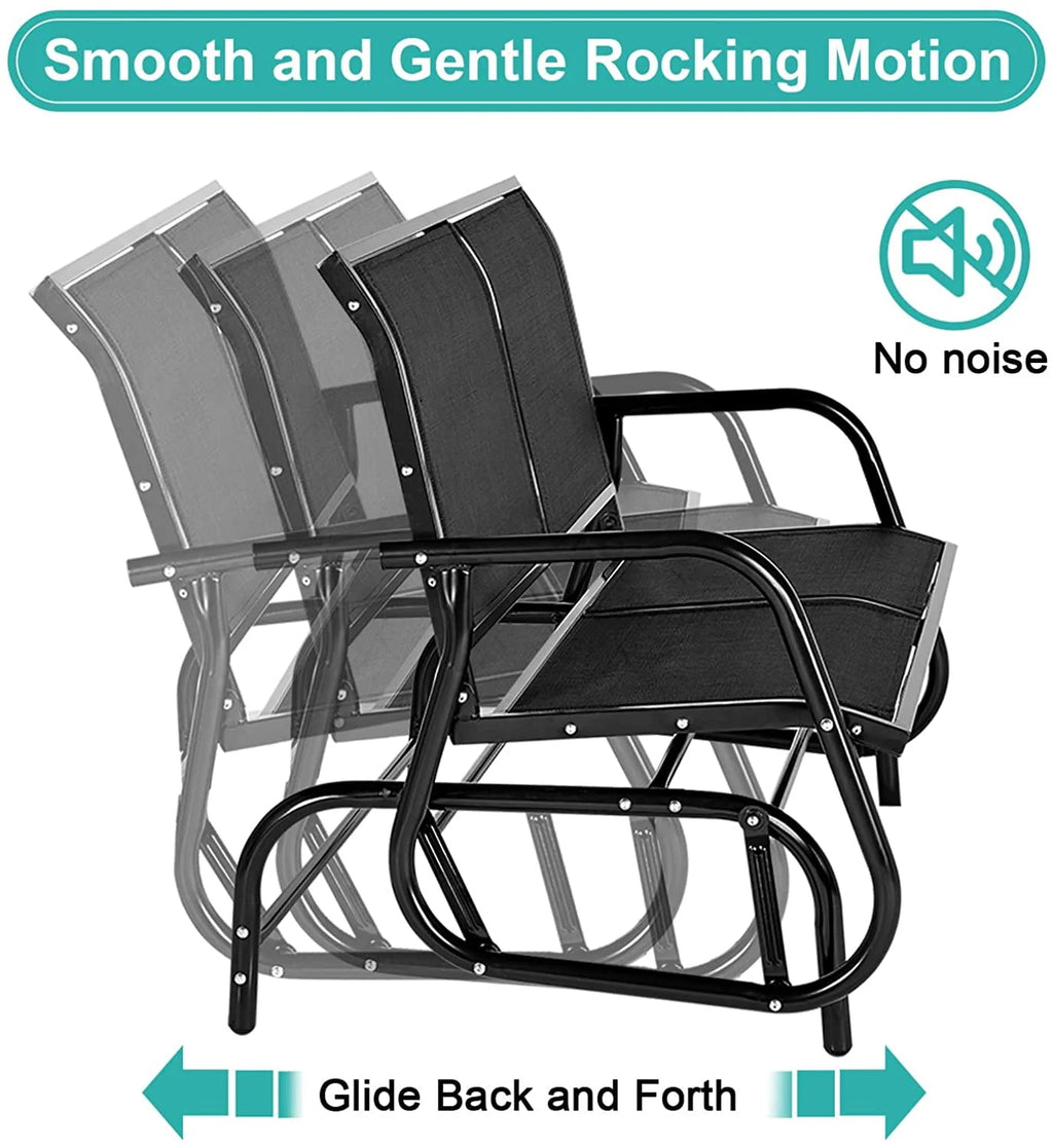 Black Steel Outdoor Glider Bench N760