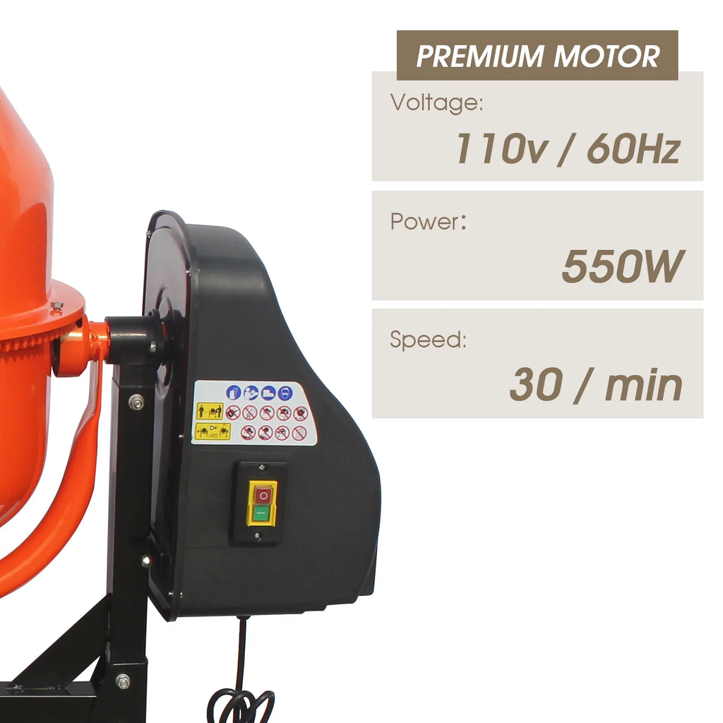 4/5HP Electric Concrete Cement Mixer 5 Cu Ft C84653