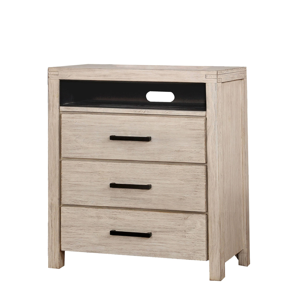 Dark Grey Wire-Brushed 3-Drawer Media Chest C2884