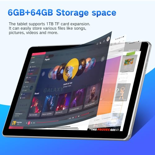 10.1 inch 4G LTE Tablet with SIM Card Slot, 64GB Storage, 1280x800 IPS, Dual Cameras F852413
