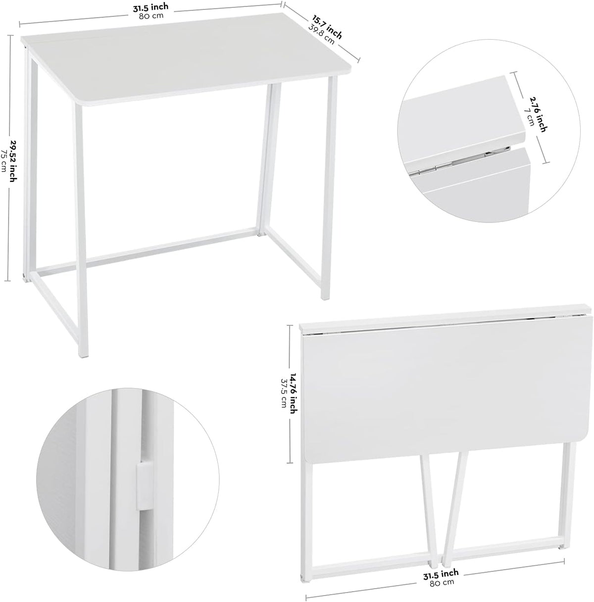 Folding Desk 31.5" Oak White I59460