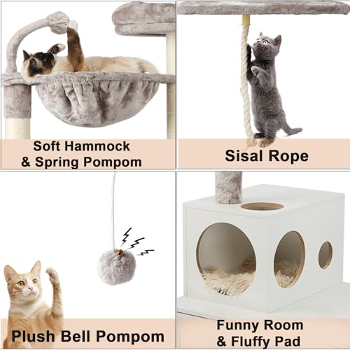 Large Wood Cat Tree with Litter Box Enclosure F154130