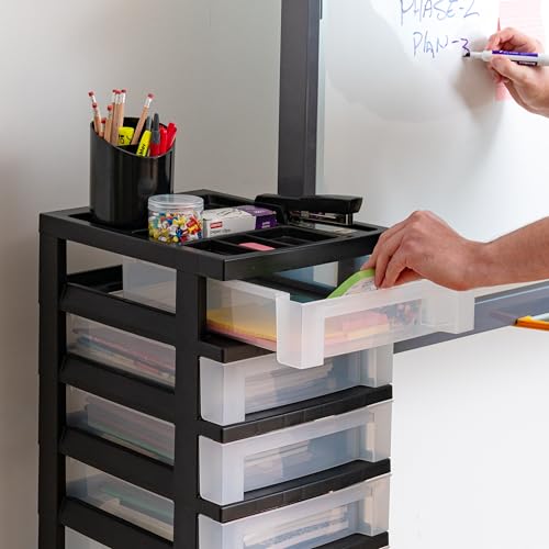 Black 10-Drawer Plastic Rolling Cart J162