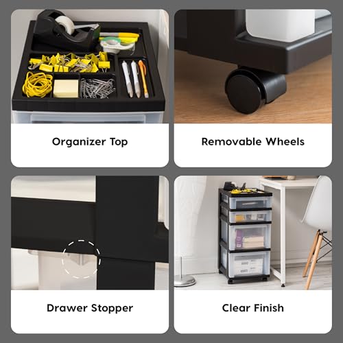 Black 10-Drawer Plastic Rolling Cart J162