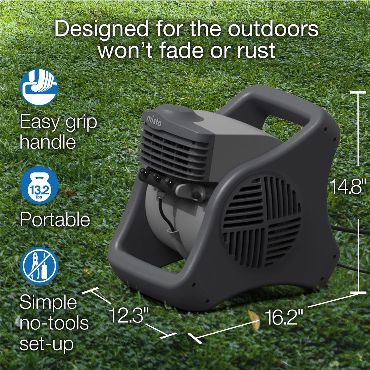 15" Outdoor Misting Fan with 3 Speeds, Black B700