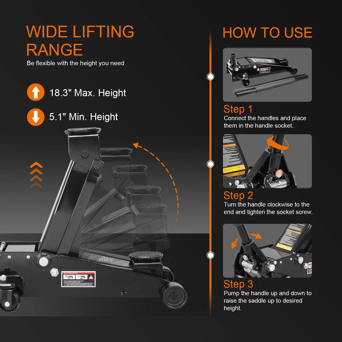 3 Ton Hydraulic Heavy Duty Steel Floor Jack W2520