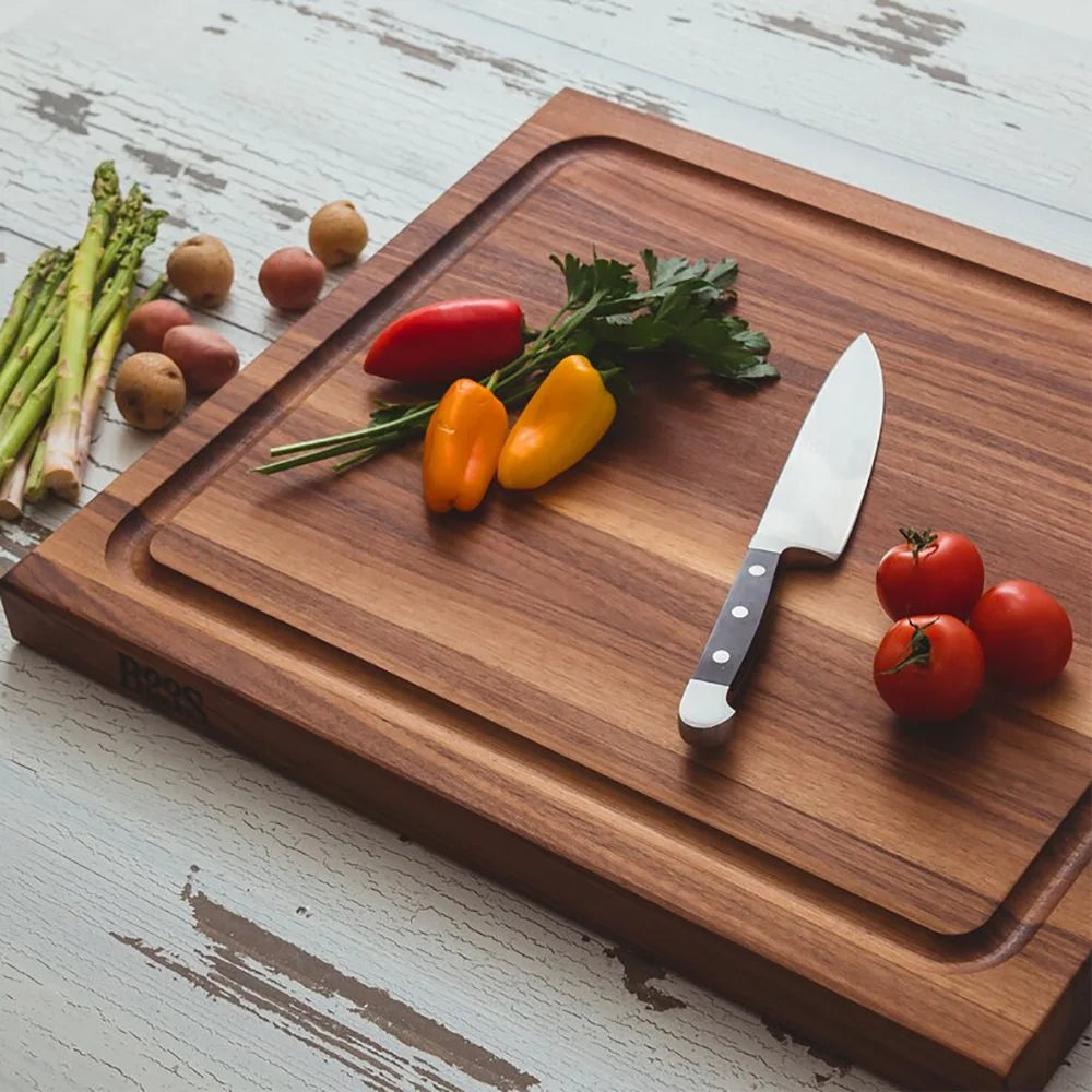 Walnut Wood 21 Inch Reversible Carving Board & 3 Piece Care Set J695570