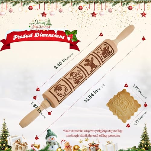 Wooden Embossed Rolling Pin Q16509