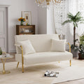 Orange Velvet 2 Seater Loveseat Sofa with Gold Metal Legs D860