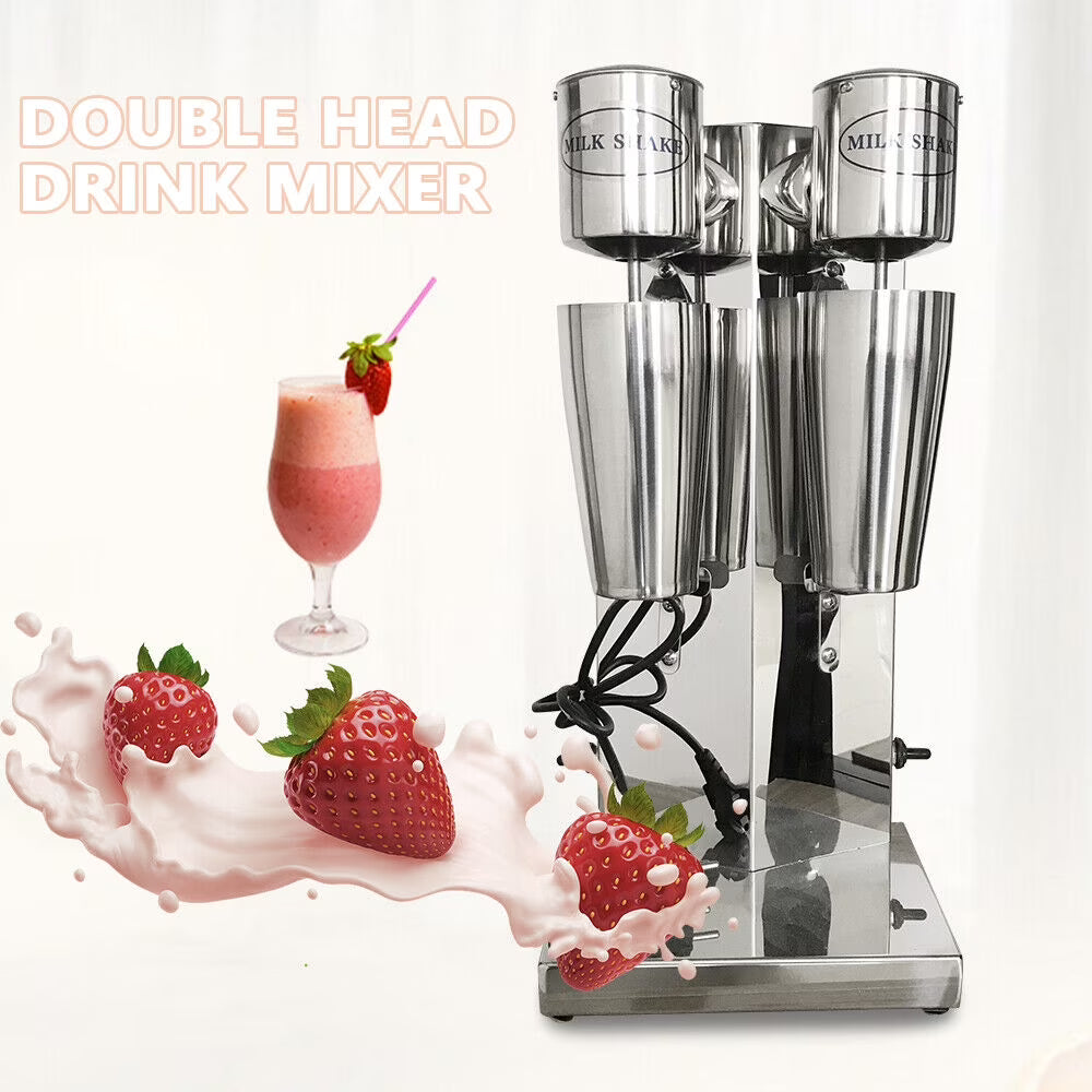 Double Heads Commercial Electric Milkshake Maker Smoothie Blender Stainless Steel 110V 18000RPM C937042