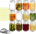 12 Pack 16 oz Clear Glass Mason Jars with Airtight Lids and Bands Q407