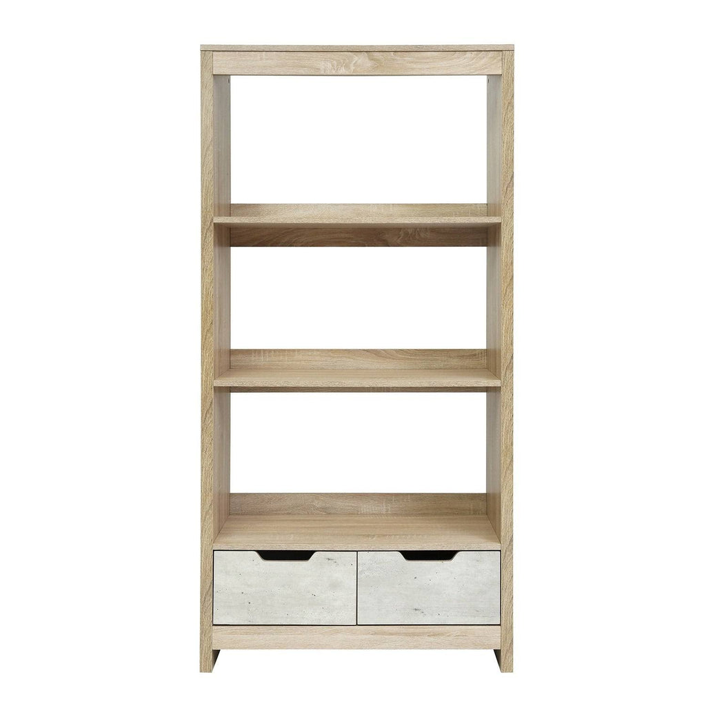 3-Shelf Bookcase with Drawers - Oak Q84638