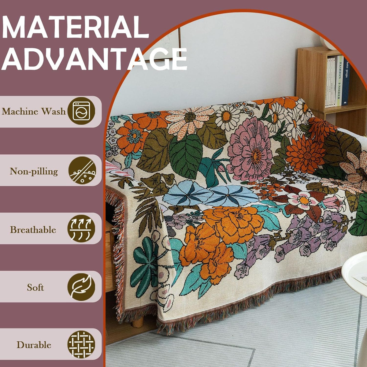 Beige Jacquard Couch Cover for 3 Cushion Sofa C658