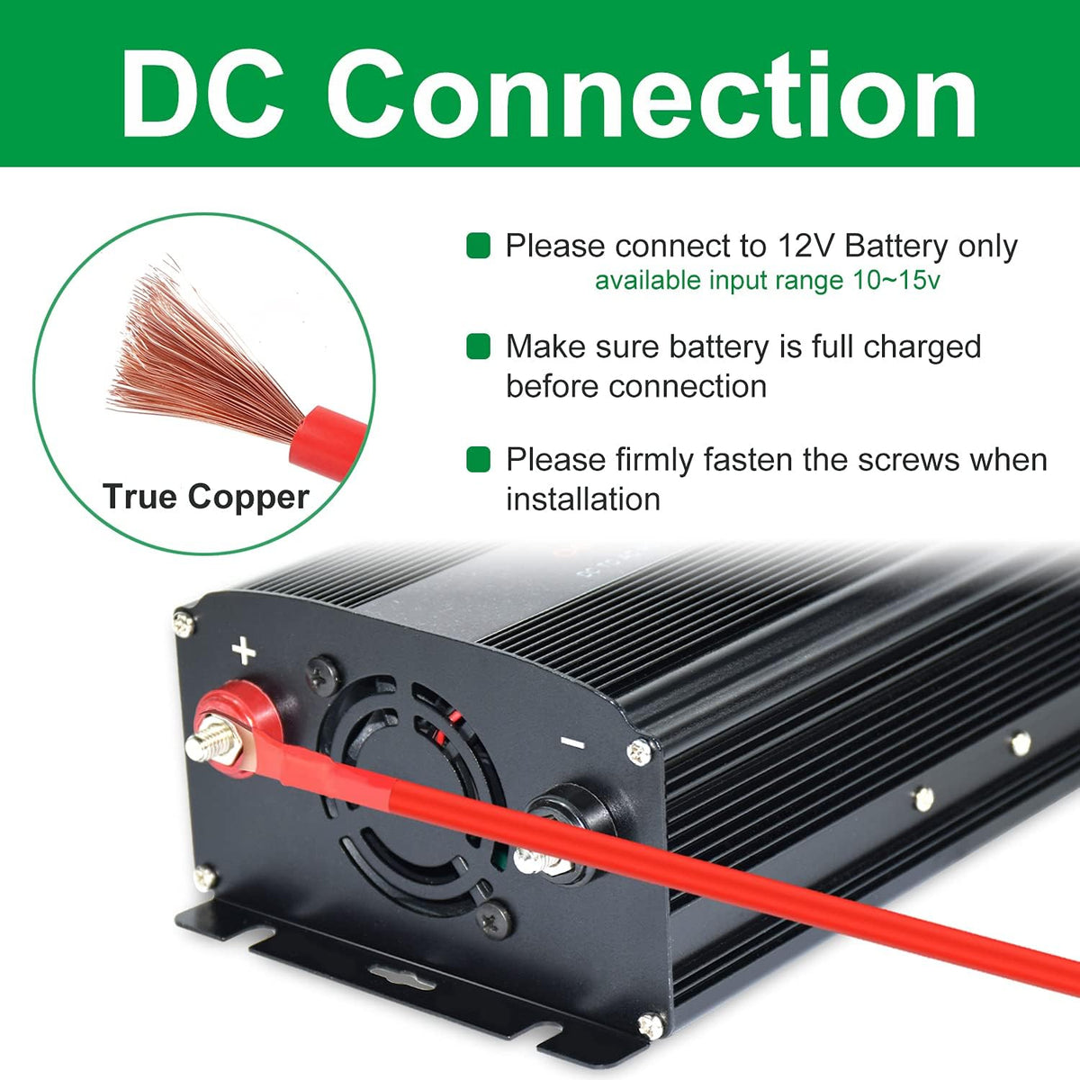 Pure Sine Wave Power Inverter 1000W 12V DC to AC 120V Surge 2000 Watt with LED Display V508