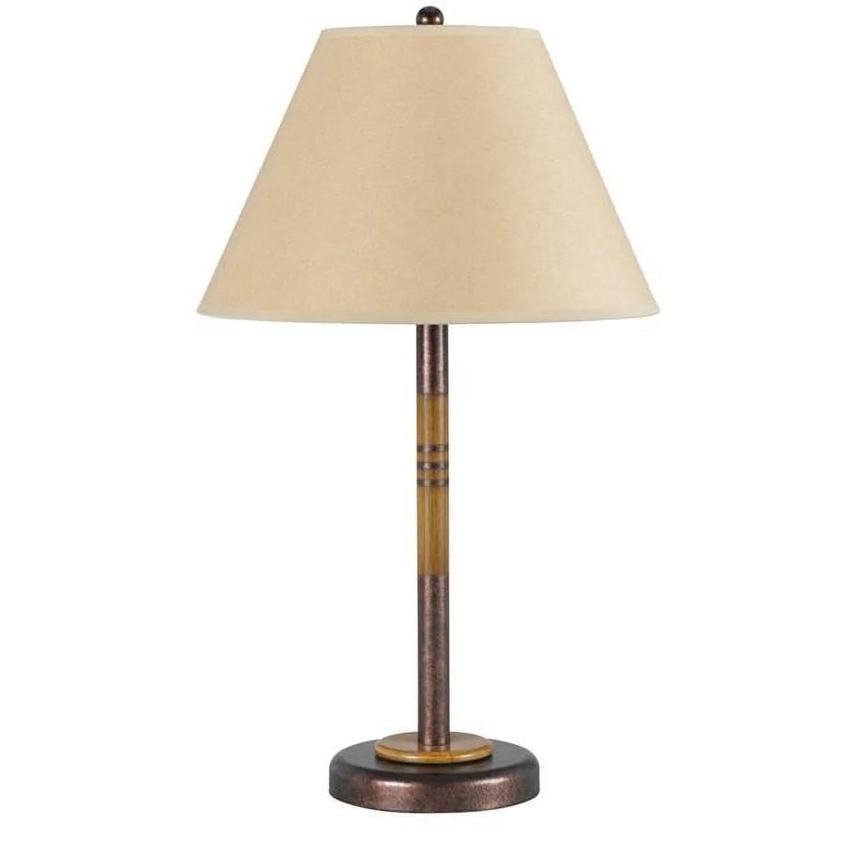 Rustic Bronze & Oak Metal Table Lamp with Brown Empire Shade Y954072