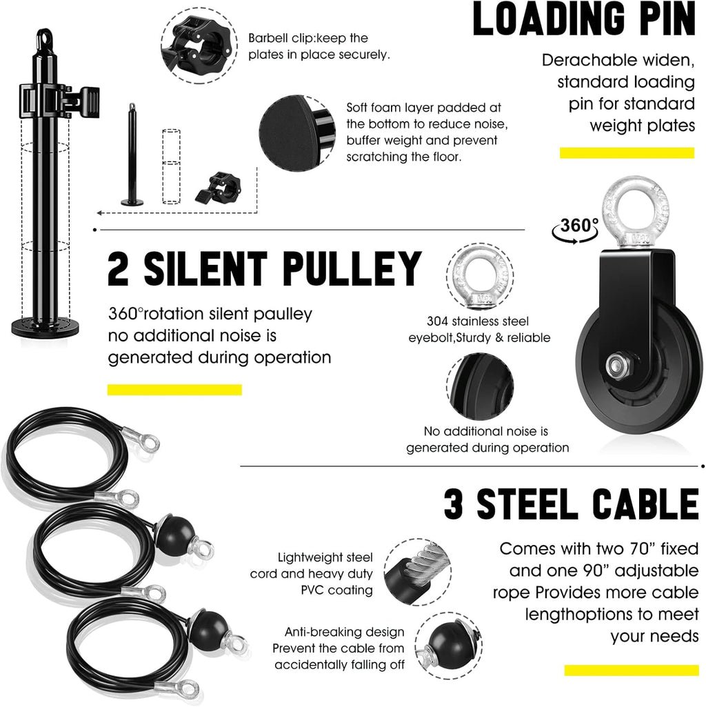 LAT Pull Down Cable Pulley System Attachments for Home Gym Equipment K615