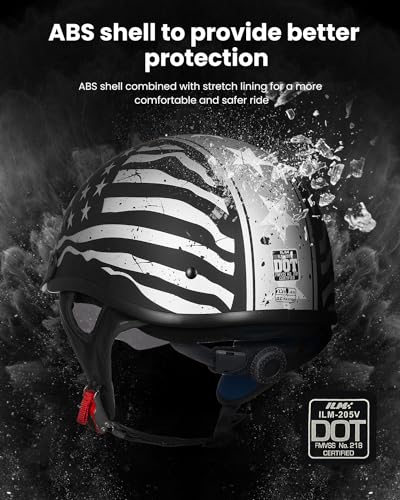 Half Helmet Motorcycle Open Face Sun Visor DOT Approved Y68096