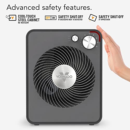 Storm Gray Metal Heater with 2 Heat Settings and Adjustable Thermostat Z4956