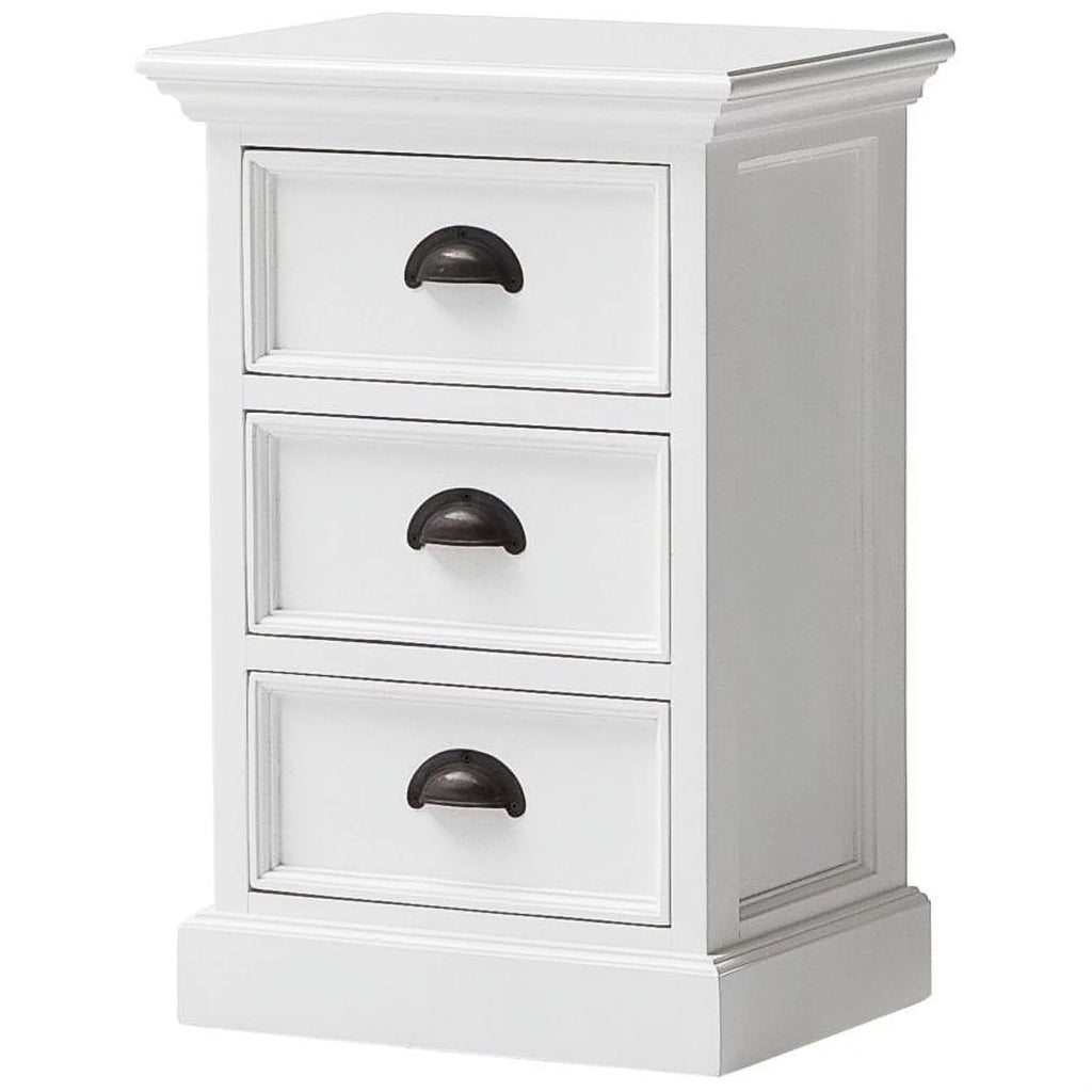 Modern Solid Mahogany Wood 3 Drawer Nightstand in Pure White W659
