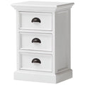 Modern Solid Mahogany Wood 3 Drawer Nightstand in Pure White W659
