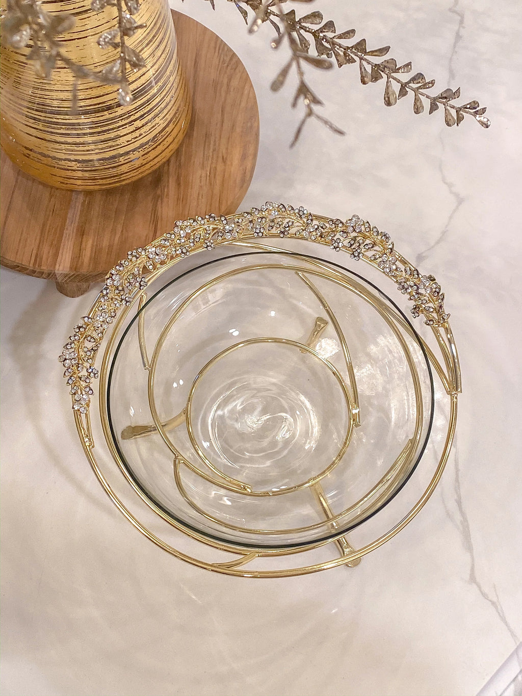 Jeweled Edge Bowl with Glass Insert D657407