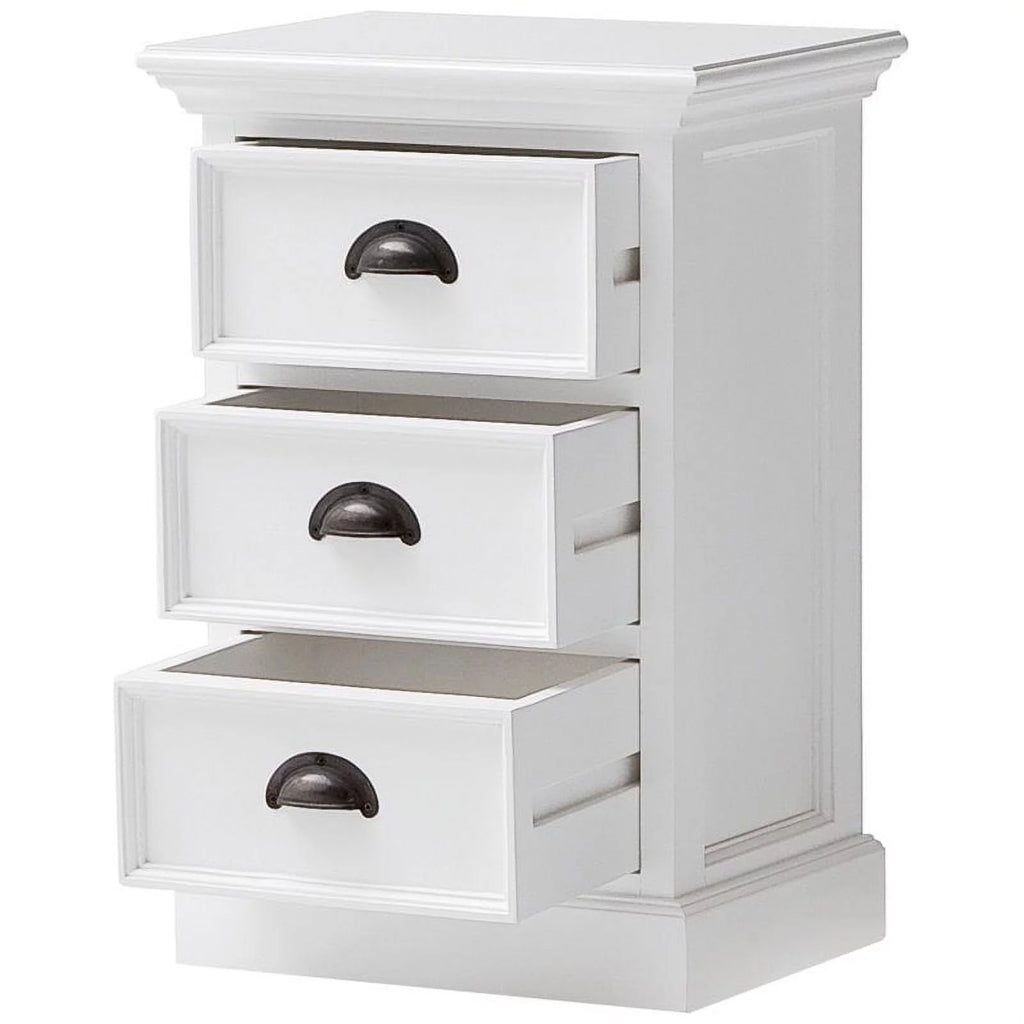 Modern Solid Mahogany Wood 3 Drawer Nightstand in Pure White W659
