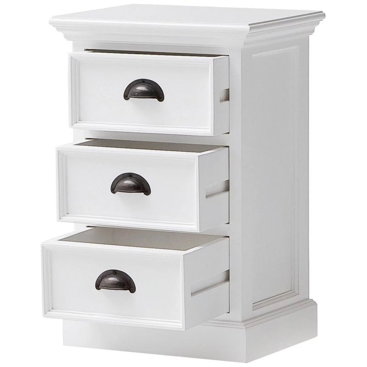 Modern Solid Mahogany Wood 3 Drawer Nightstand in Pure White W659