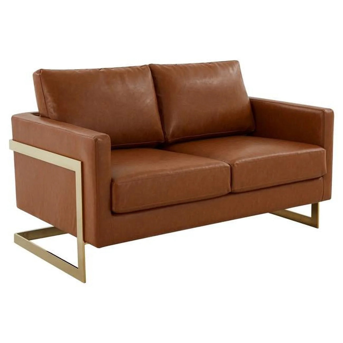 Cognac Tan Leather Loveseat K262