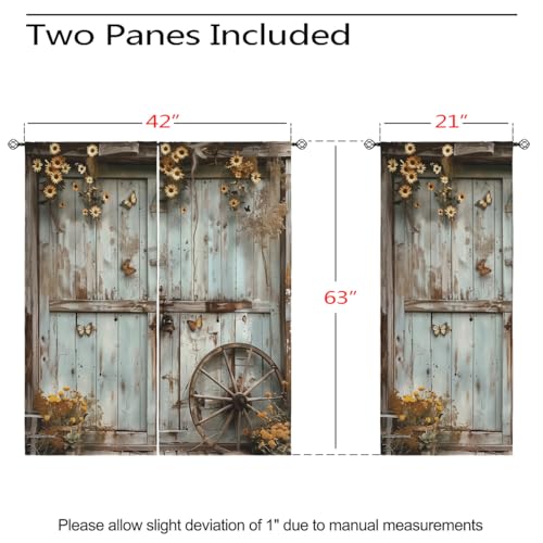 Rustic Barn Door Blackout Curtains, 42 x 45 Inch Q17201