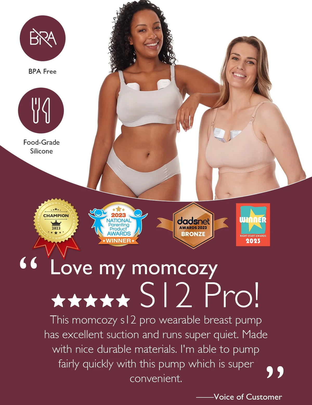 Hands Free Wearable Double Electric Breast Pump 24mm C1595