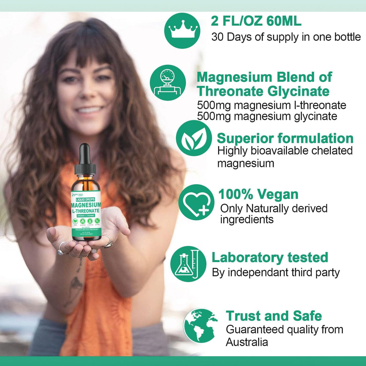 Magnesium L-Threonate Liquid with Apigenin Theanine Passion Flower Lemon Balm G578