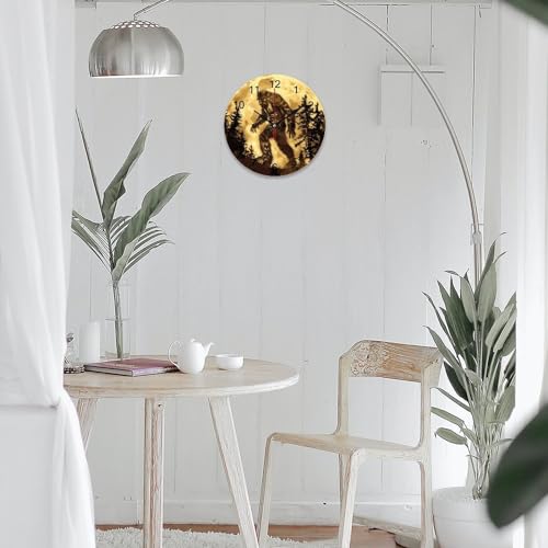 Golden Moon Wall Clock Silent Non-Ticking Round Wooden Clock Battery Operated 40*40cm W678