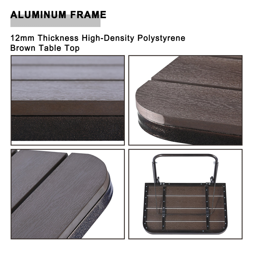 Balcony Hanging Folding Aluminium Side Table 23.6"(L) x 15.7"(W) Brown A249