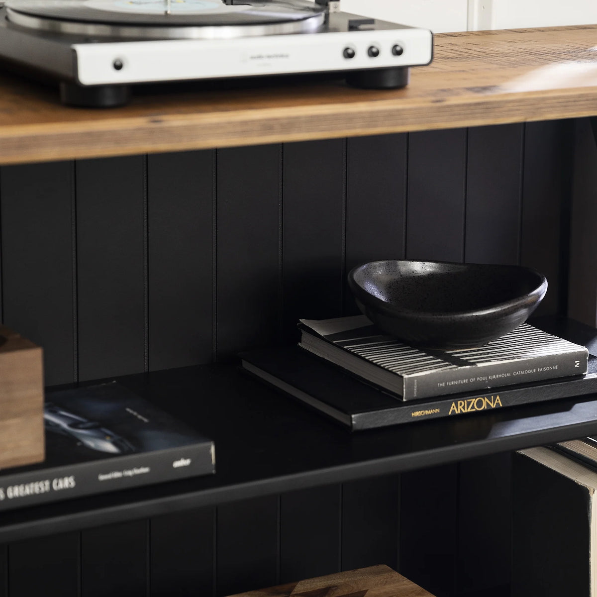 Black Solid Wood Storage Console Table E89862
