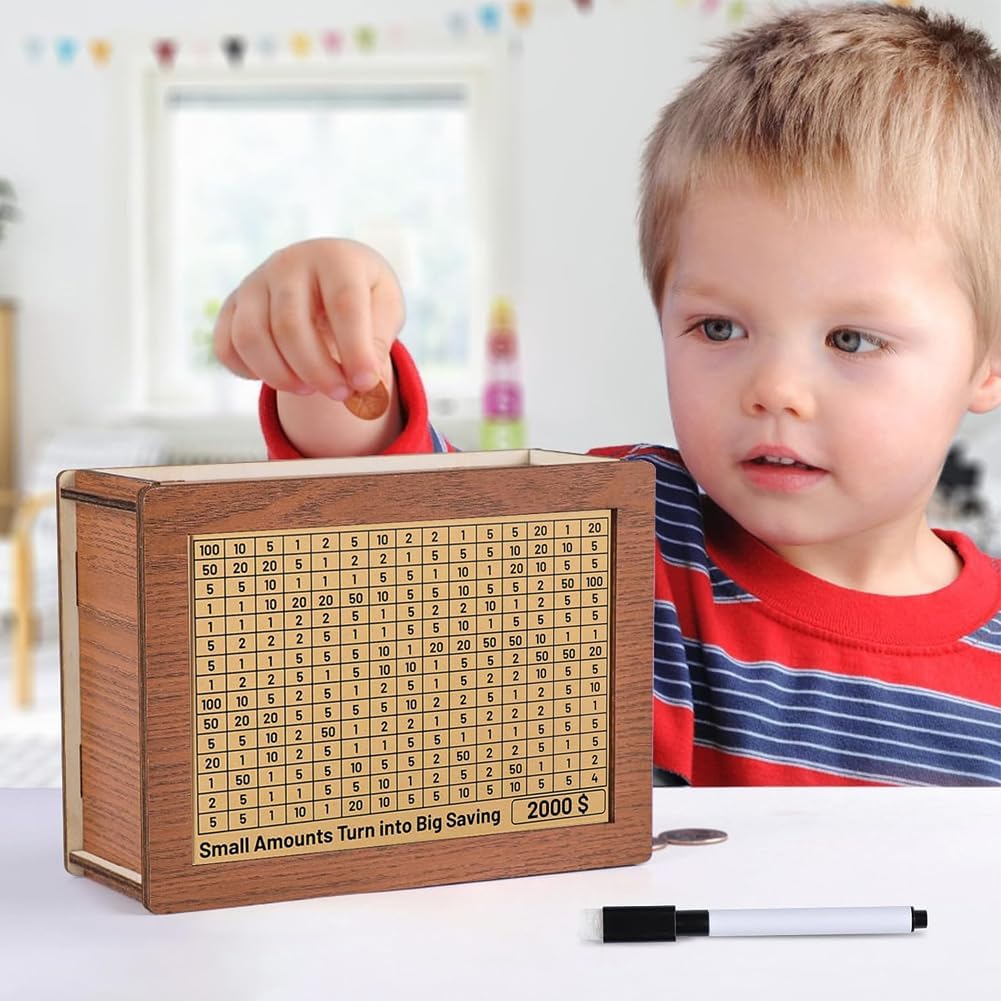 Wooden Money Saving Box with Counter L4622