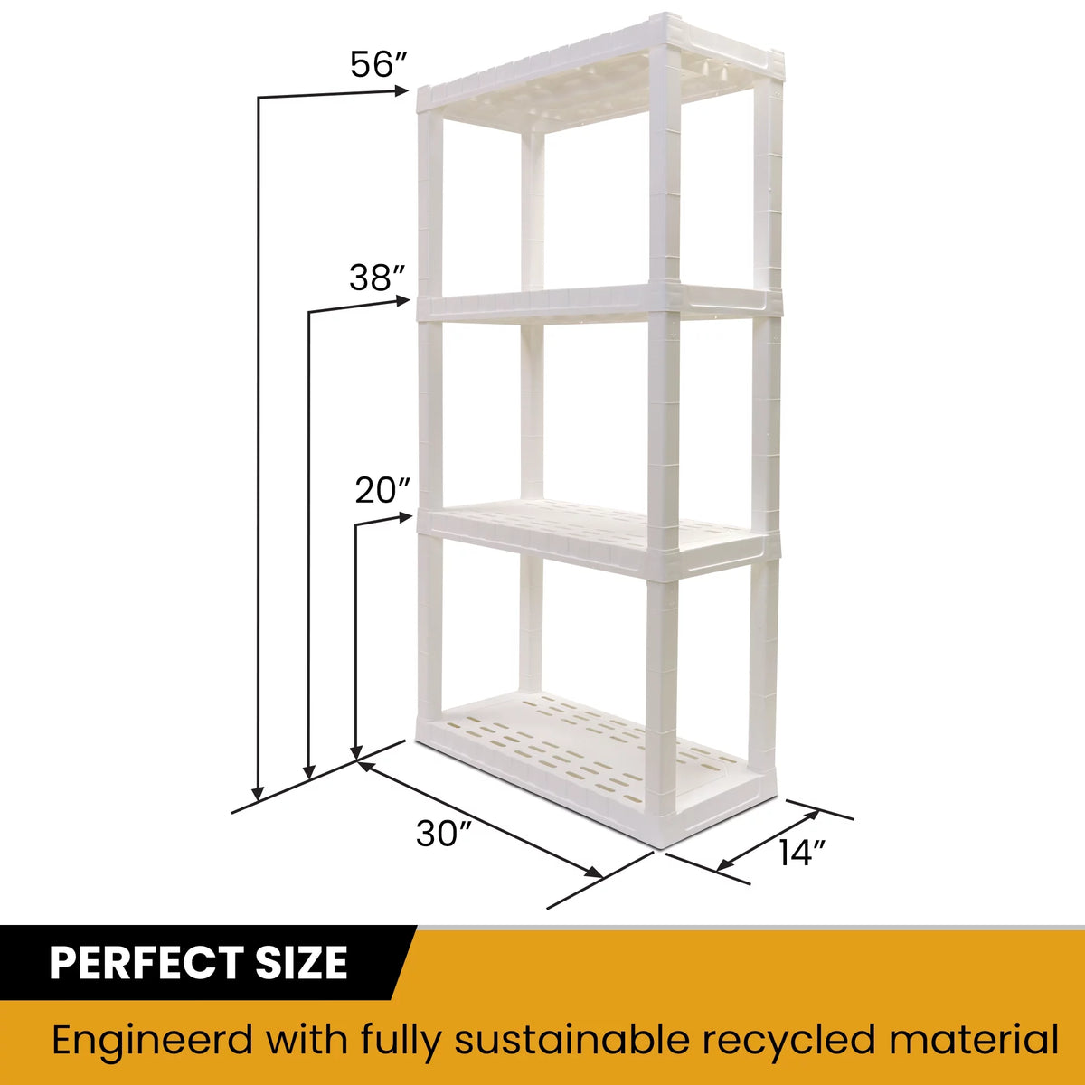 4-Tier White Plastic Shelving Unit C640968